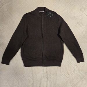 NWT Bugatti Cotton Cashmere Knit Jacket Full-Zip Brown XXL Art 7600